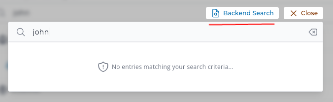 Backend search button