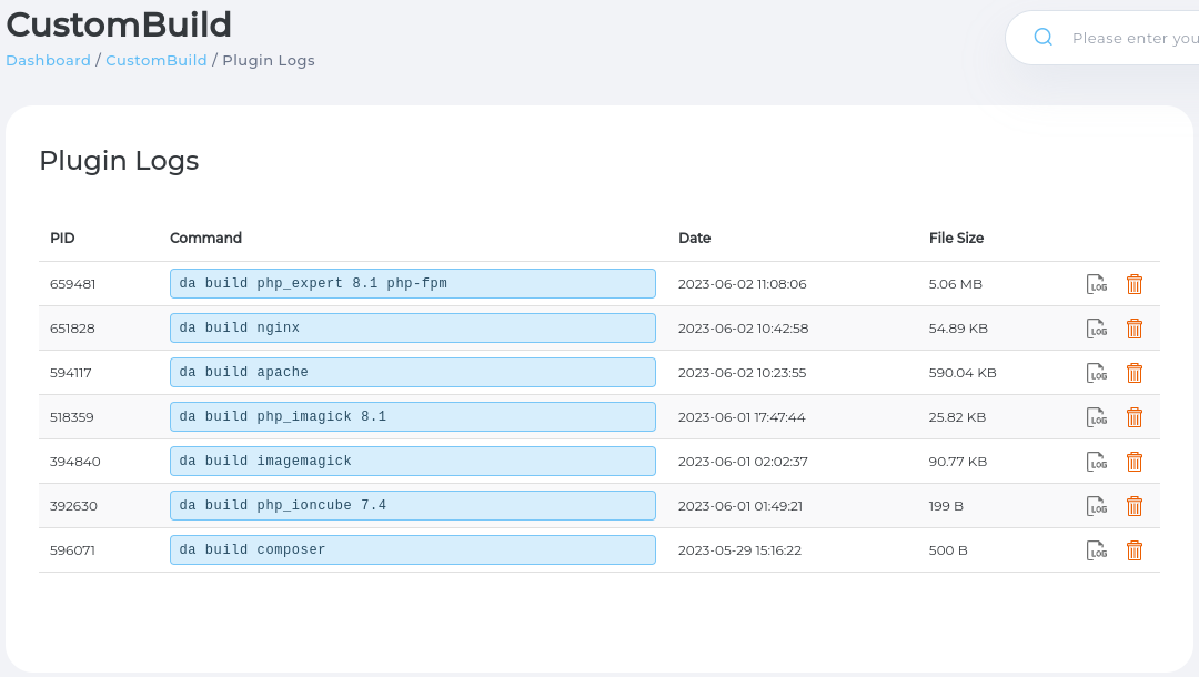 CustomBuild Logs