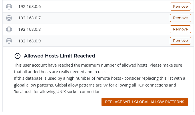 Action to replace hosts with global patterns