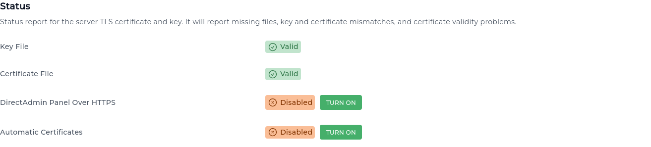 Servert TLS Certificate Status