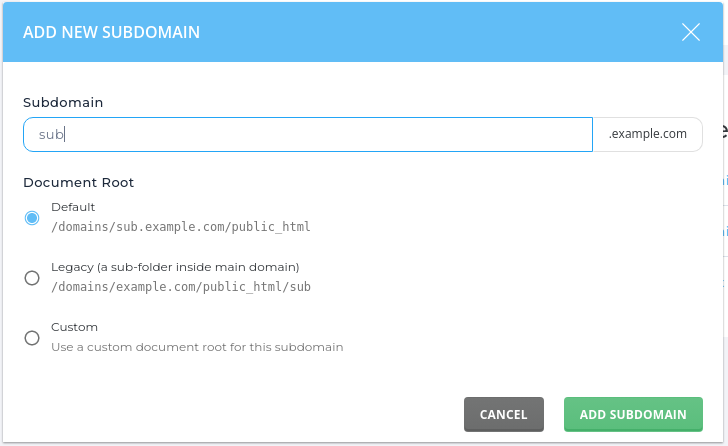 New subdomain