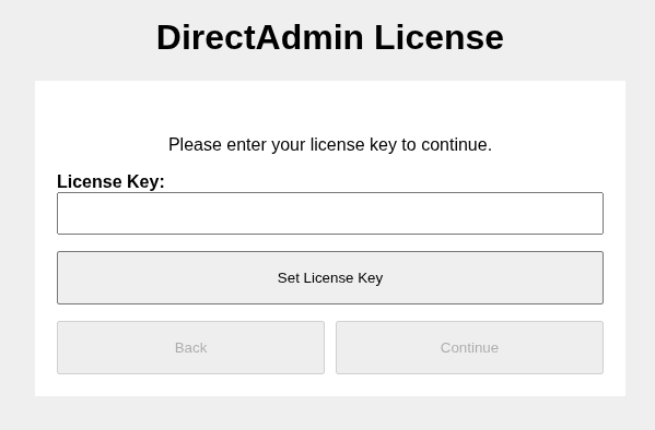 Web installer, license key input